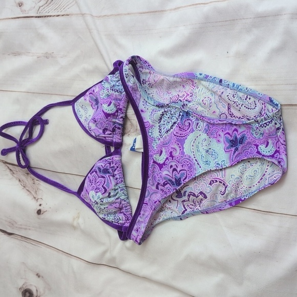 Surfside Supply Other - Vinatge Surfside 90s Triangle High Waisted Velvet Lined Bikini Beautiful Floral